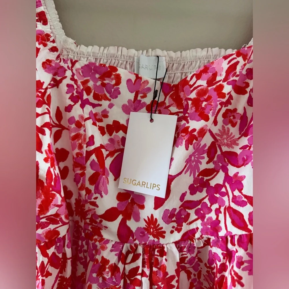 Puff Shoulder Mini Dress - Sugarlips NWT - Picture 3 of 9
